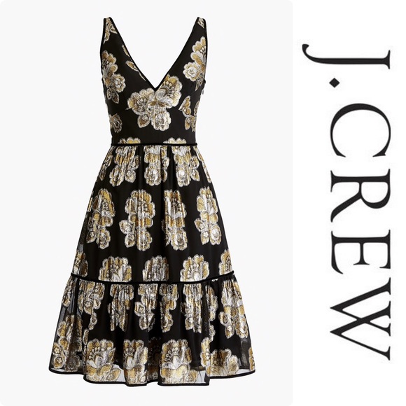 J.Crew Collection V-neck dress in metallic silk - Picture 2 of 7